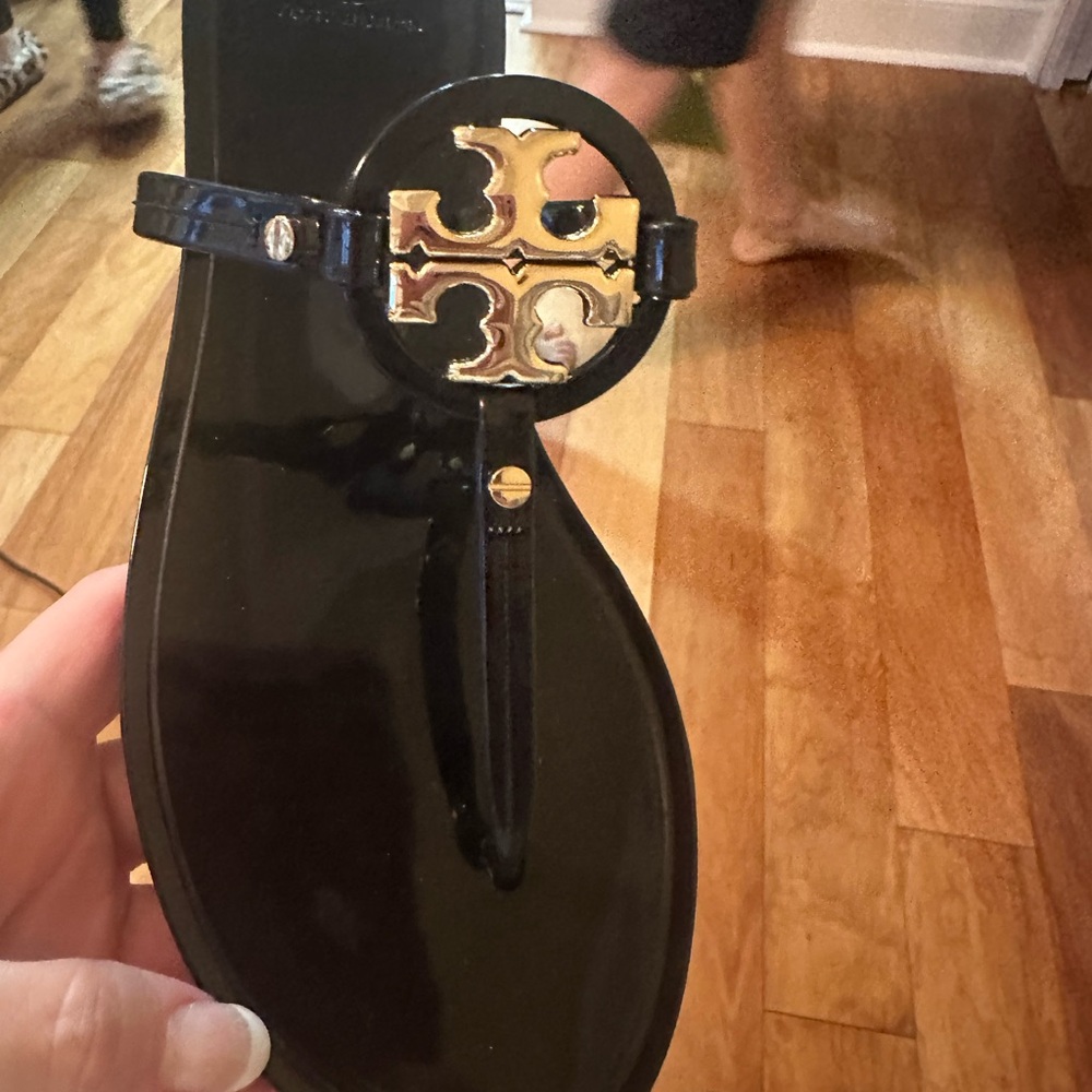 Tory Burch Black and Gold Sandals